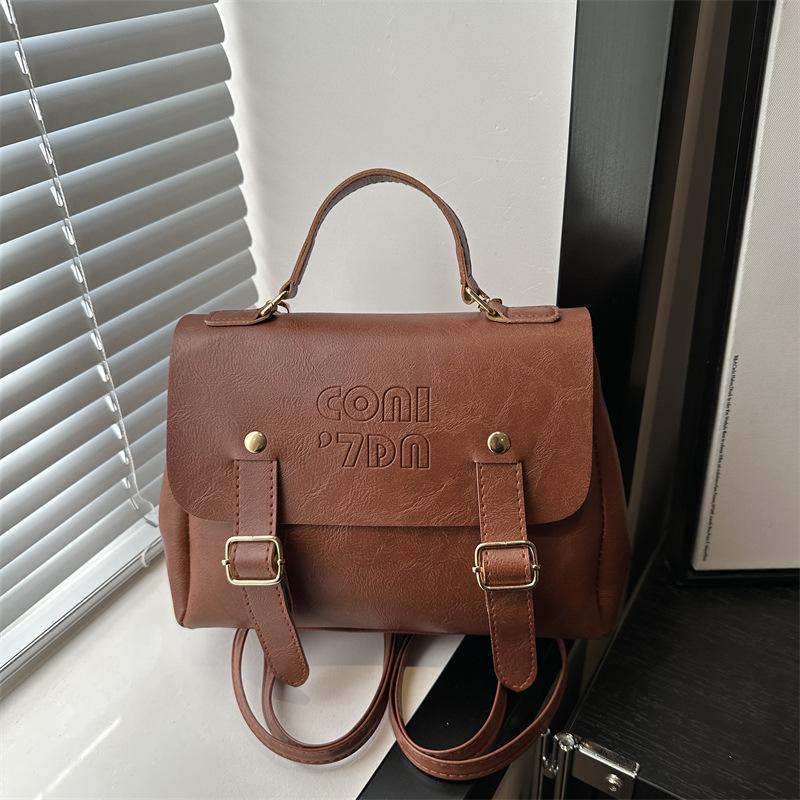 

Ретро сумка-мессенджер в стиле колледжа женская 2025 новая зимняя рюкзак студенческий для поездок портативный для учебы коричневый