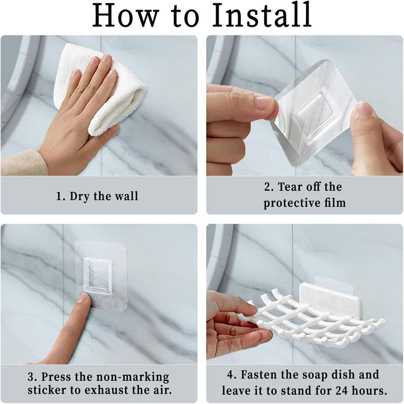 Soap Holder Bathroom Shower Dish Plates Storage Box with Drain Wall Mounted Self Adhesive Rack Soap Dishes for Wall Shower