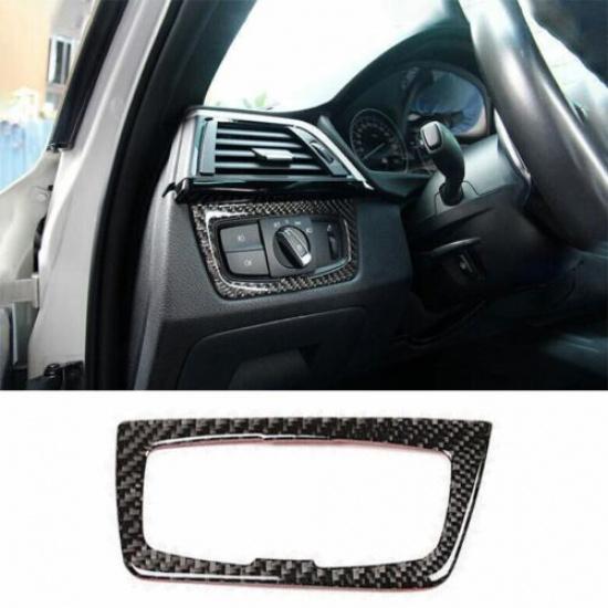 Headlight Switch Control For BMW 3-4 Series Real Carbon Fiber Cover Trim 2013-19
