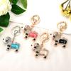 Keychain Pendant 3D Cartoon Poodle Dog Design Sparkling Rhinestones Inlaid Key Chain