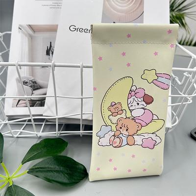 Pu Leather Soft Glasses Bag Sunglasses Reading Protective Case Cover Glasses Pouch Automatic Closing Eyewear Accessories