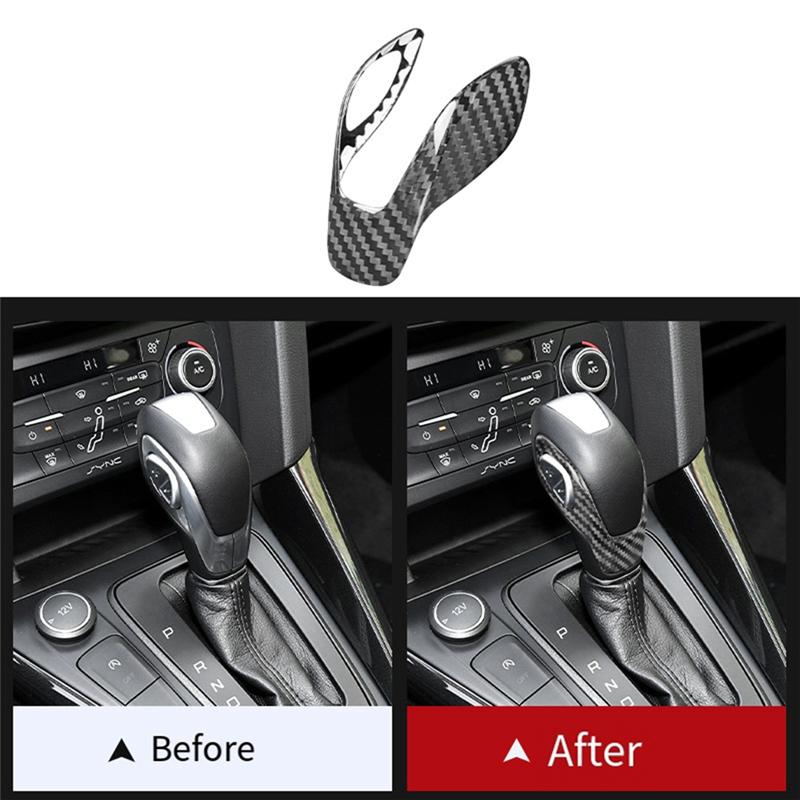 Carbon Fiber Car Gear Shifter Knob Cover Trim For Ford Focus Fiesta 2012-2018 LHD