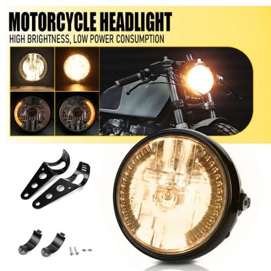 Universal 7" Motorcycle Headlamp With Turn Signal +Led Headlight Housing Bucket
