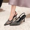 9-1 Fashion pointed mesh high-heeled single shoes nightclub new thin-heeled women's shoes