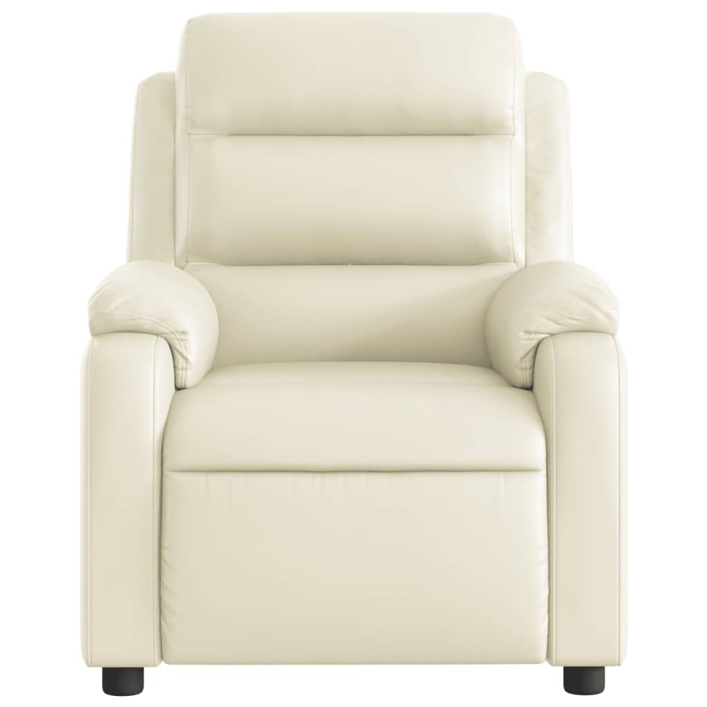 Electric Recliner Chair Cream Faux Leather