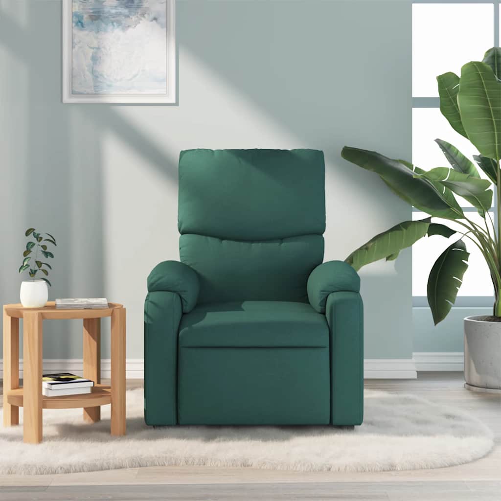 Vidaxl Foldable Massage Armchair, Dark Green, Fabric Upholstered