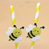 100Pcs Sweet Bee Theme Disposable Paper Straws Bar Drinking Straw Tableware for Kids Birthday Baby Shower Party Decorations