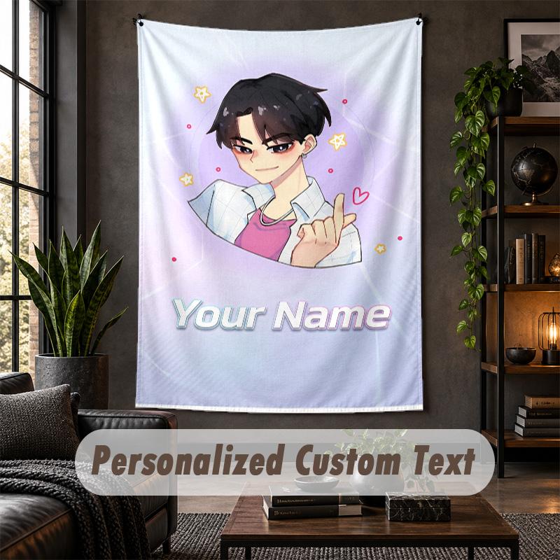 Wall Tapestry Kpop Demon Hunters Print Custom Name Text Wall Hanging Home Decor