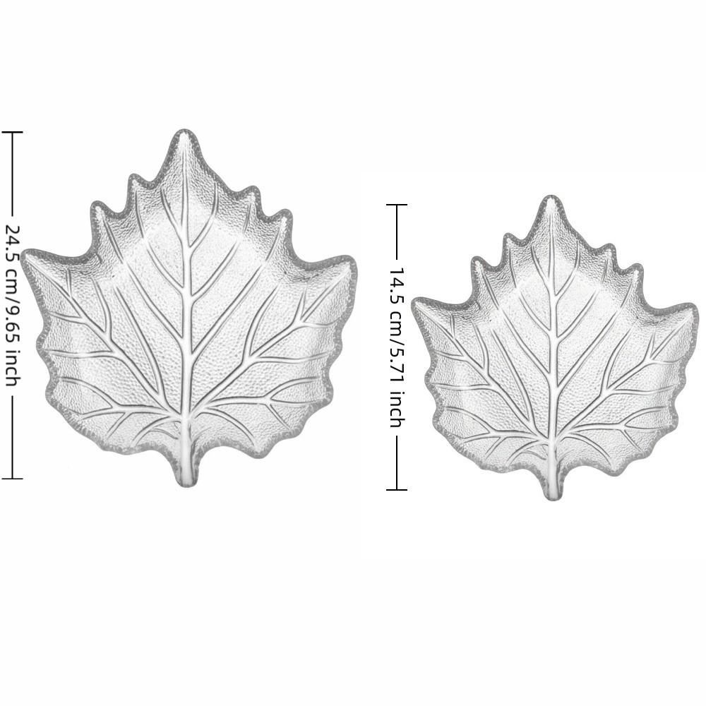 European Style Glass Dessert Dish Leaves Shape Desktop Storage Tray  Picnic Use