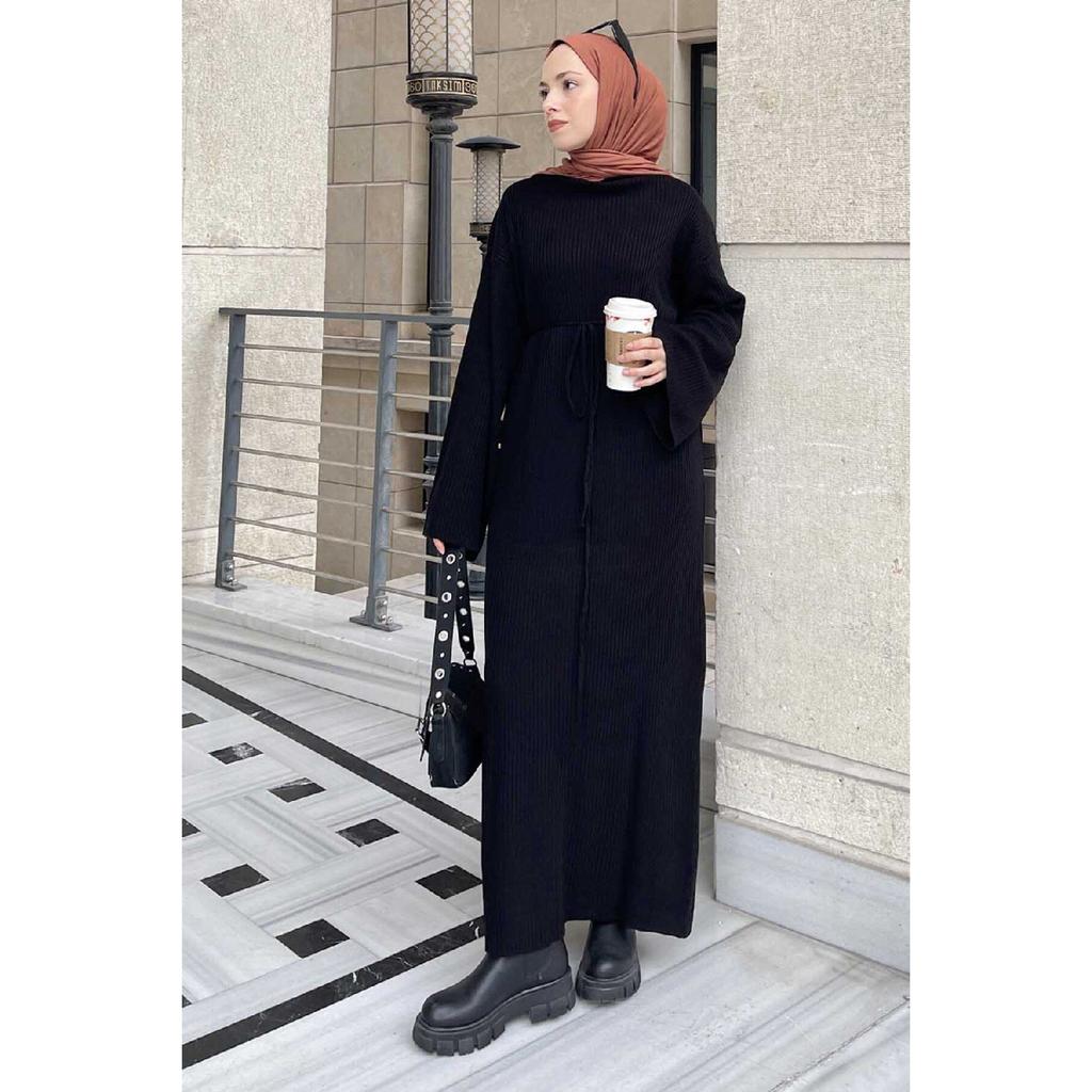 10numberamoda Women's Bat Sleeve Long Knit Dress Claret Red