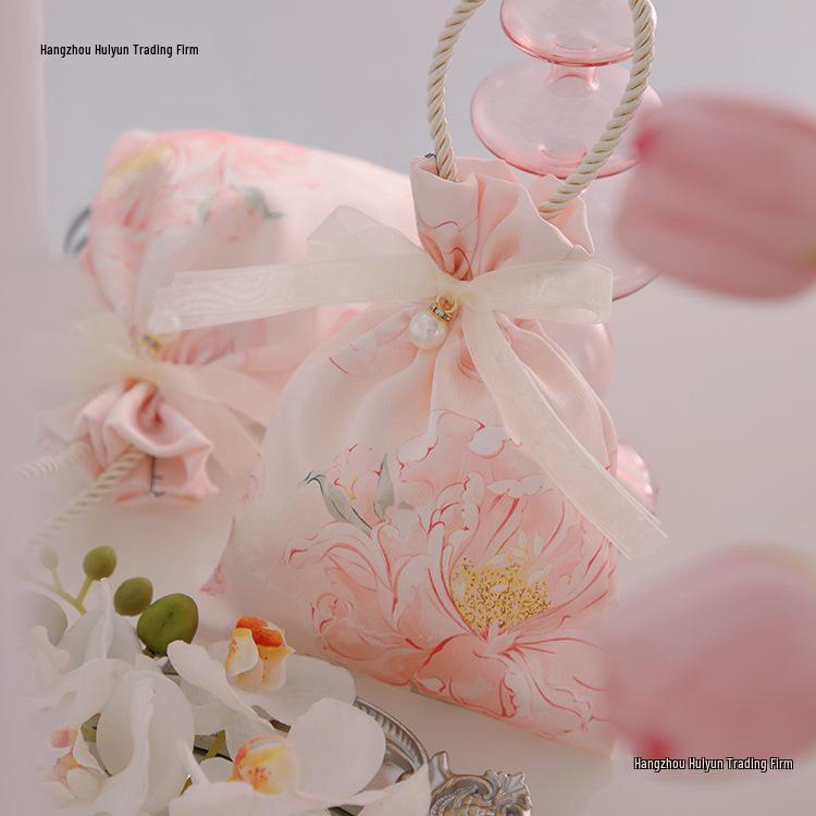 Elegant Satin Wedding Candy Bags and Boxes