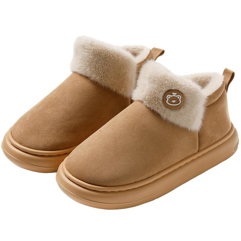 Thick-soled Waterproof Cotton Slippers Winter 2025 New Indoor Home Use Velvet Warm and Non-slip Cotton Shoes
