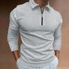 T-shirt casual da uomo alla moda primaverile e autunnale, camicia a quadri da uomo, camicia sportiva con cerniera sul braccio
