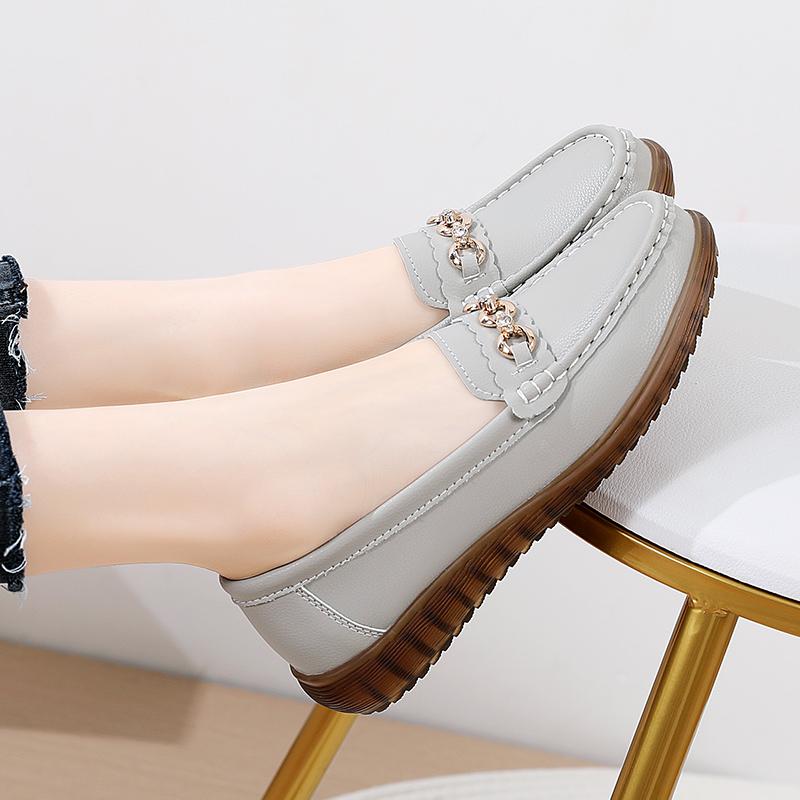 Cow tendon sole shoes are not tired of feet, leather shoes, single shoes, medium and soft soles, Doudou shoes.