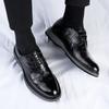 Korean Version Leather Shoe Wedding Business Dating Formal Shoes Men Casual Flats Driving Oxford Lace-up Pointed Shoes Versatile