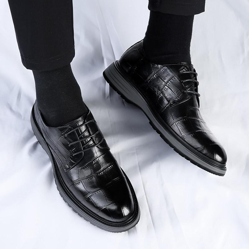 Korean Version Leather Shoe Wedding Business Dating Formal Shoes Men Casual Flats Driving Oxford Lace-up Pointed Shoes Versatile