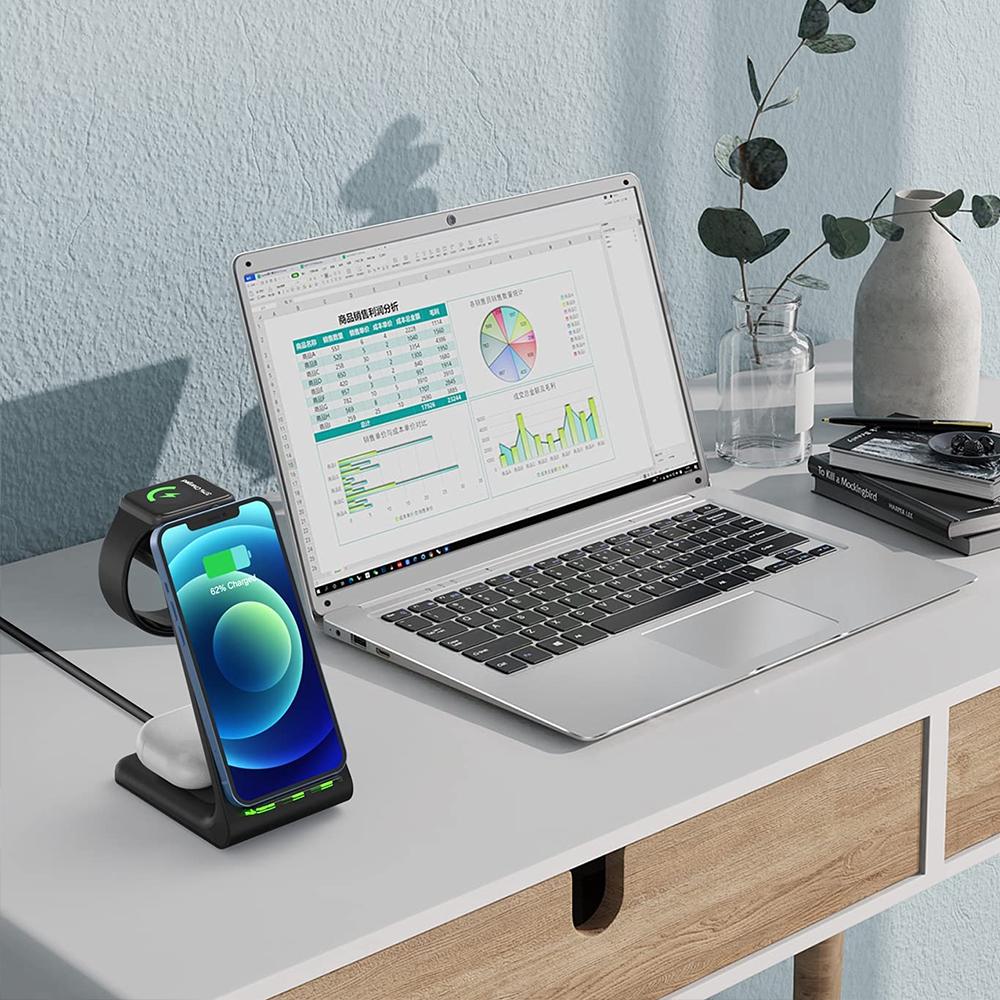 Qi 3 In 1 Ladegerät Ständer Für Apple Watch/Airpods Pro Schnelle Drahtlose Ladeständer Für Iphone 14 Pro Max/13/12/8 Ladegeräte