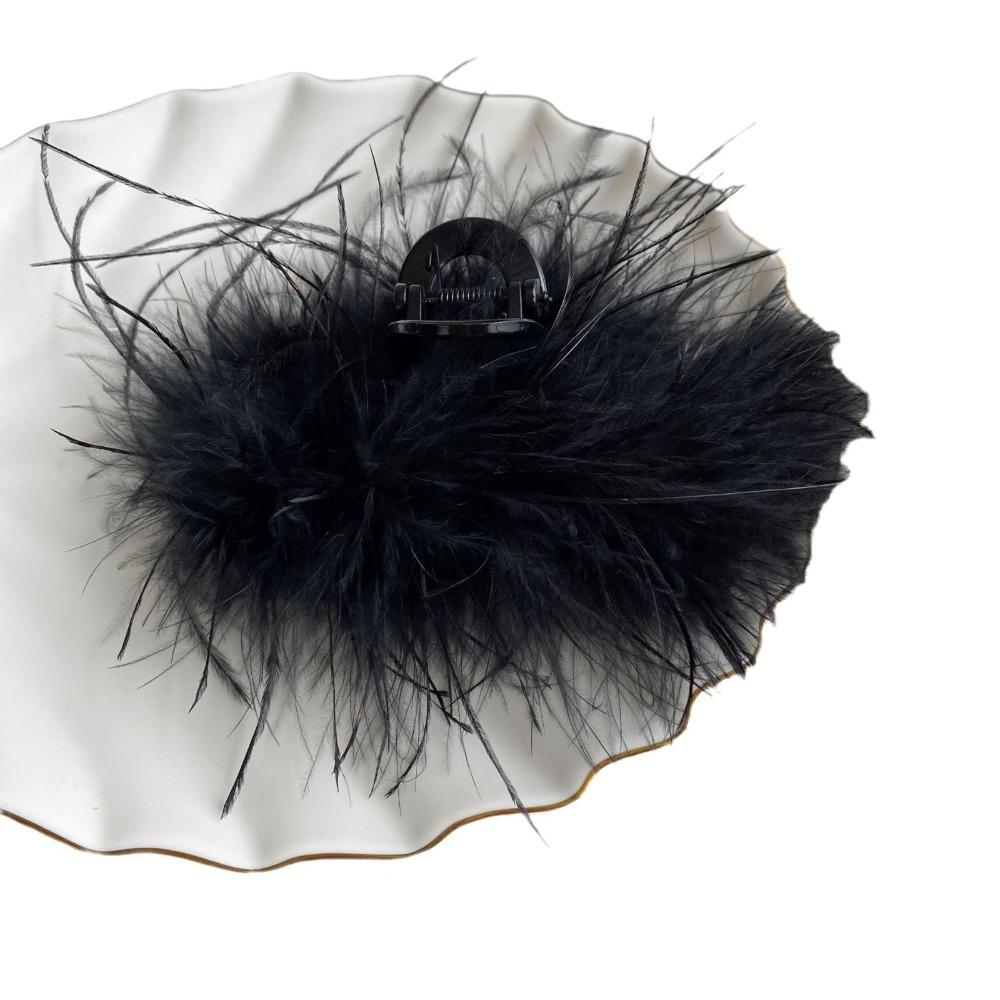 Autumn and Winter New Style Super Fairy Feather Catch Clip Large Hair Volume Large Back of The Head Shark Clip Pure Desire Wind Hair Clip Headdress