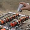 Wholesale Outdoor Wooden Handle Barbecue Cage Camping Meat and Vegetable Barbecue Net Rack Picnic Barbecue Tools