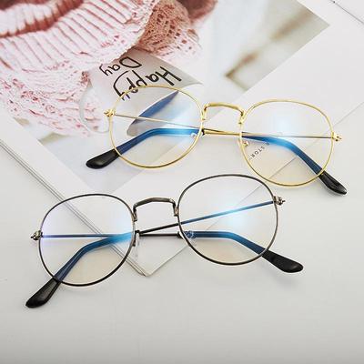 Runde Metallbrille im koreanischen Stil für Herren & Damen – Frisch, Flach, Großes Gestell, Modell 3447