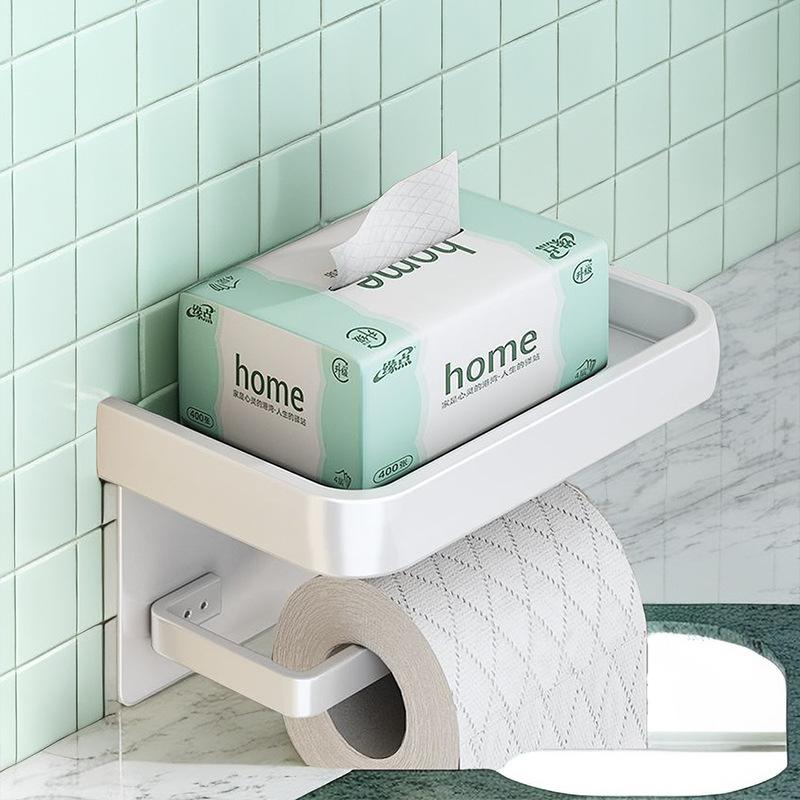 Wall-mounted Toilet Paper Holder Toilet Paper Holder with Locker Toilet Storage Rack Mobile Phone Holder Bathroom Accessories