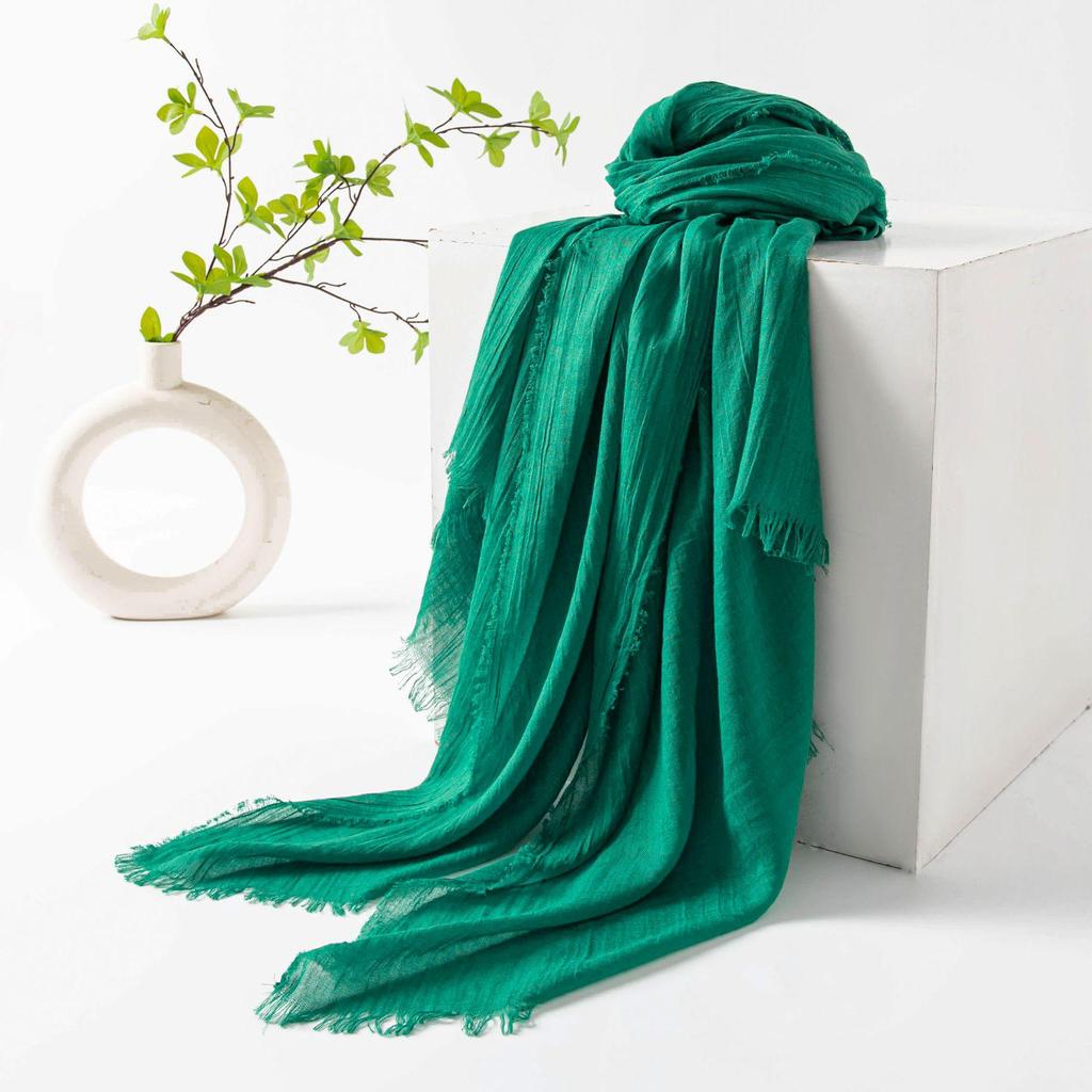 Spring & Summer Lightweight Sunscreen Shawl: Imitation Cotton-Linen, High-End Silk Gauze Scarf, Solid Color for Women