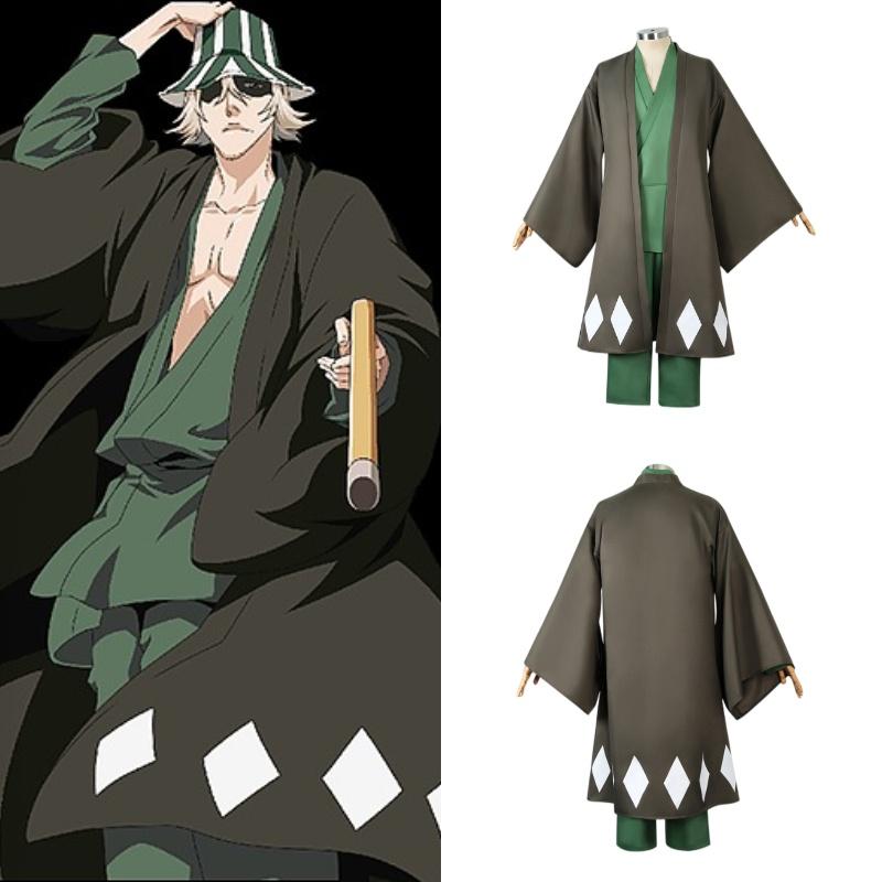 Urahara Kisuke Cosplay Costume Grey And Green Polyester Outfit For Anime Fans
