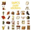 56 Retro Style Home Old Objects Graffiti Stickers Camera Clock Waterproof Decorative Stickers