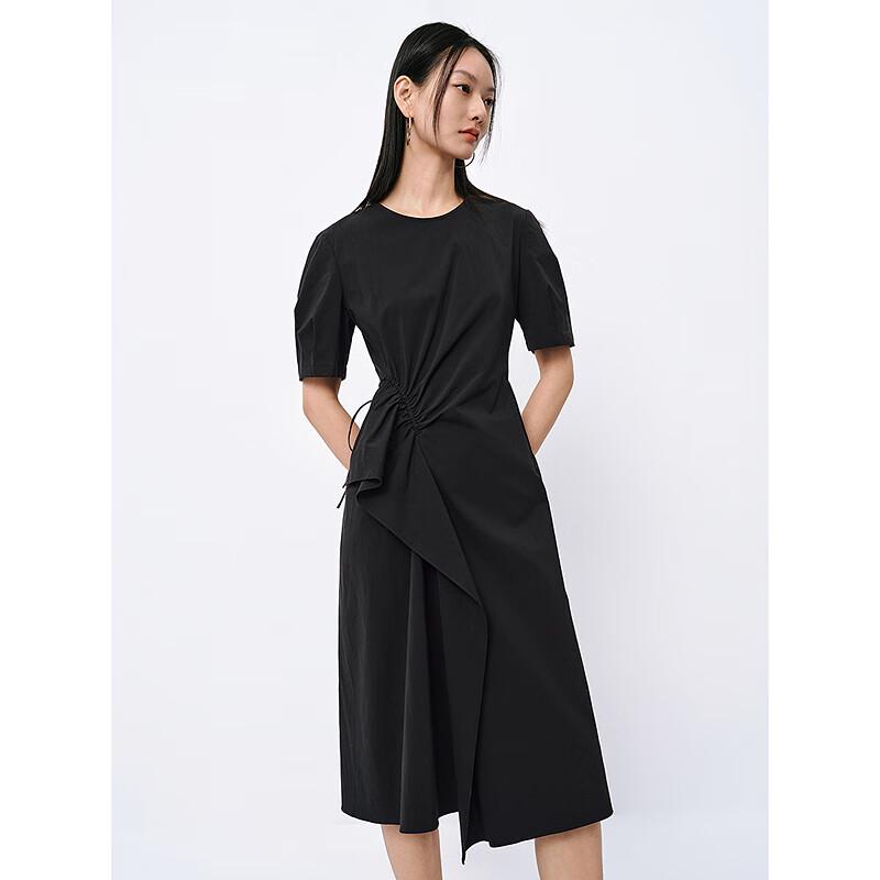 Peacebird Women's Ruffled Hem Puff Sleeve Midi Dress