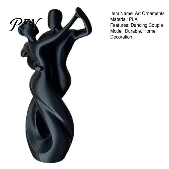 Streamlined Body Shape Sculpture 3D Printing Art Ornament, Matte Black Dancing Couple Model, Abstract Tango Scratch-resistant Figurine Dance