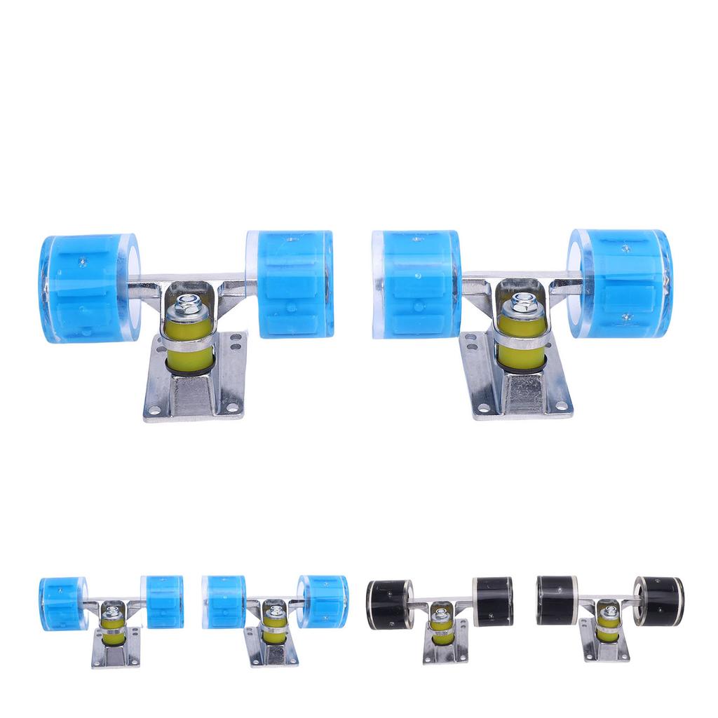 1 Pair Skateboard Trucks and Wheels PU Longboard 3.2 Inch Trucks Wheels Combo Set for Cruiser Alumin