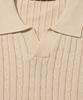 ANALOG MOOD Cable Open Collar Short Sleeve Knit (Beige)