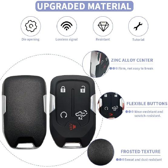 Key Fob Shell Case Replacement Fits for Chevy Silverado     and GMC Sierra 1500 2500HD 3500HD 5 Button Keyless Entry Remote Control Smart Car Key Fob