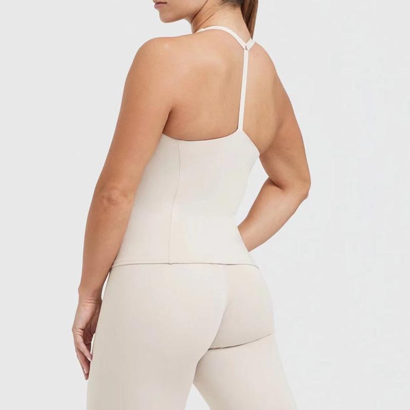 

Женский регулируемый топ-майка для йоги с U-образным вырезом и грудными вкладышами Chenshijie Small