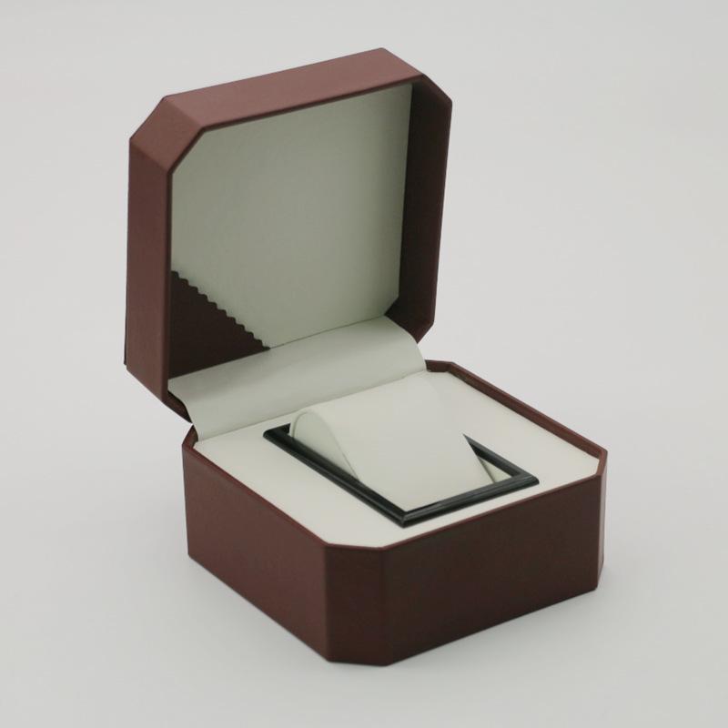 Rounded Corner PU Leather Single Watch Storage Box with Threaded Flip Cover