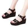 Roman Sandals Women's 2025 Summer New Middle-aged Thick-soled Wedge Heel Comfortable Medium Heel Non-slip Soft-soled Mother Women's Shoes