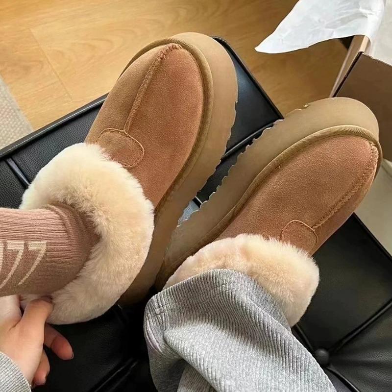 New velvet Zhou Dongyu Song Yanfei thick bottom heightening short tube fur integrated snow boots women's winter