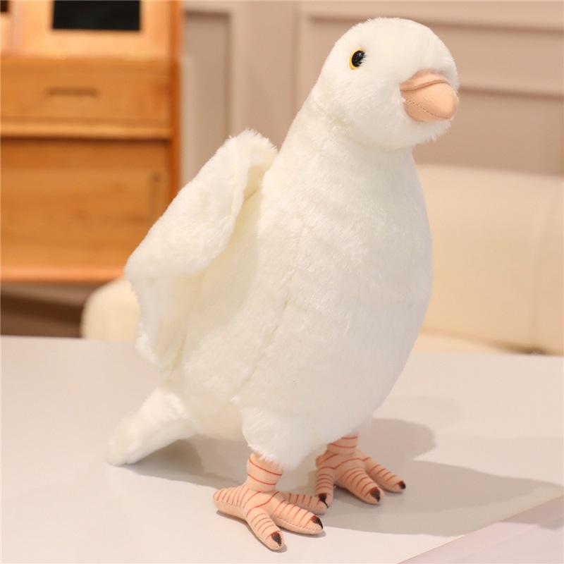 Peluche Colomba Bianca Grigia Giocattolo Morbido Bambola Animale di Peluche per Bambini Decorazione per la Casa e Oggetti di Scena per Fotografia