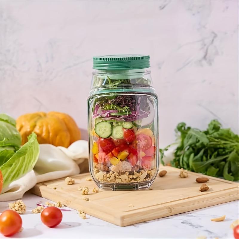 1 ud. herramienta de almacenamiento para hacer ensaladas de apertura lateral, práctico recipiente para el almuerzo con caja para condimentos