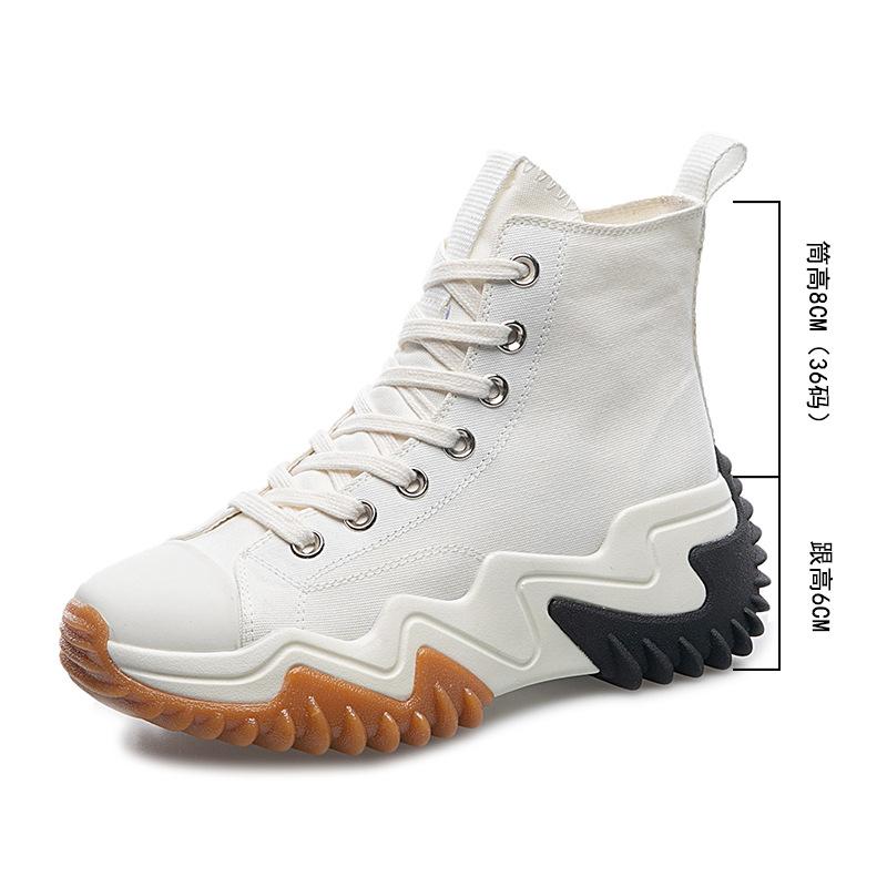 

Обработка парусиновых кед на высокой платформе на заказ женские 2021 новые 1970 увеличивающие рост зубчатая толстая подошва обувь-маффины 35