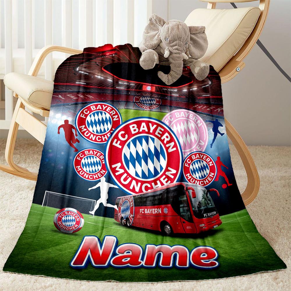 Bayern Munich Fan Gear Customize Your Name Blanket Throw Customizable Blanket Ultra-Soft Throw For Nap Chair Bed Sofa Ideal for All Seasons