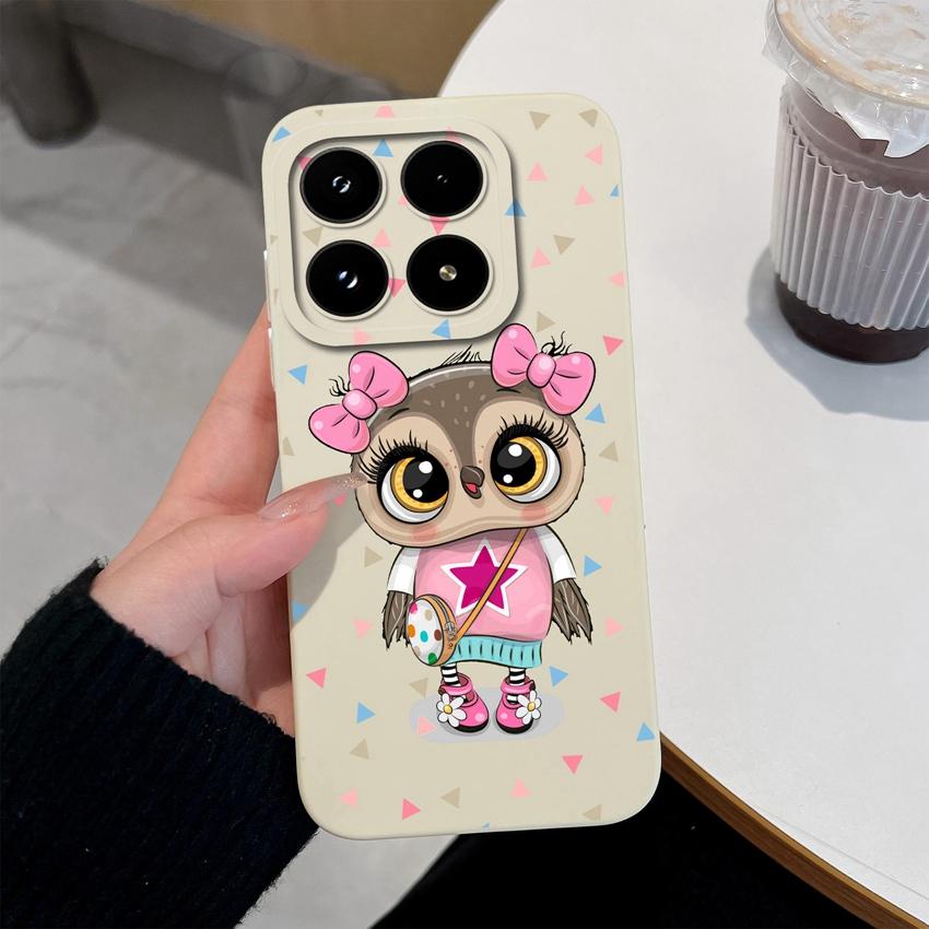 For Xiaomi 17 14T 15 15T Pro Poco M7 M8 C71 C75 F7 F8 Phone Case Cute Anime Owl Patterns Liquid Silicone Fashion Shell For Xiaomi Anti Slip Back Cover