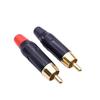 Red/Black RCA Male Plug with Black Aluminum Shell, Gold-Plated Copper Connector, 6mm