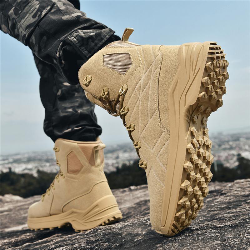 Outdoor Men Hiking Shoes Anti-slip Lace-up Breathable Wear-resistant High-top Boots Men Lace-up Low-top Casual Sports Shoes Men