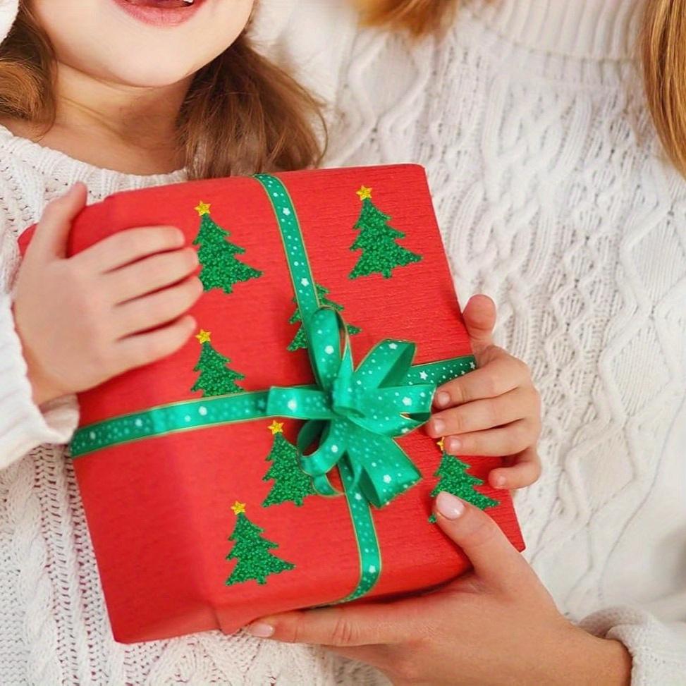 Festive Christmas Tree Stickers Roll-Engraved Self-Adhesive Decals, Durable for Holiday Decor,Envelopes, Journals,Party Supplies