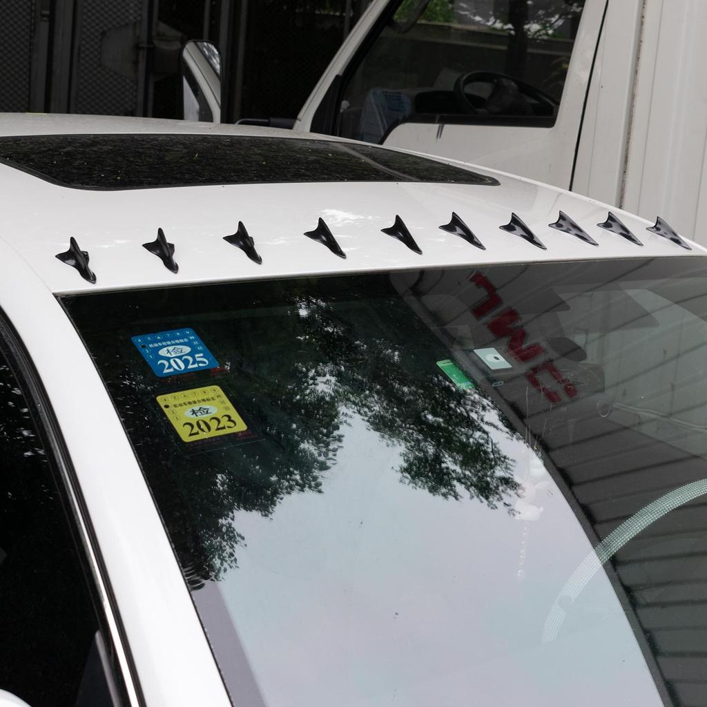 10pcs Shark Fins Diffuser Vortex Generator SUV Universal Car Roof Spoiler Bumper Antenna Wing Trunk ABS Body Kit Set Decoration