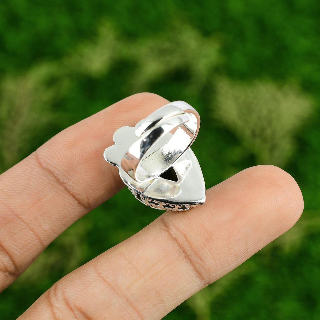 Natural Labradorite Gemstone Multi Stone Adjustable Ring 925 Silver For Girls