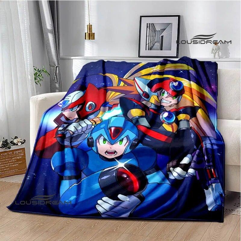 Rockman Game Cartoon Printed Blankets Warm Blanket Soft and Comfortable Home Travel Bed Blanket Picnic Blanket Birthday Gift
