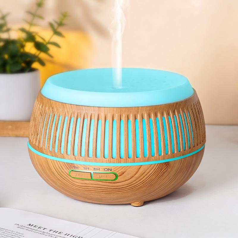 Wood Grain Aroma Diffuser with Smart Timer, Seven-Color Light, and Silent Humidifier for Large Spaces