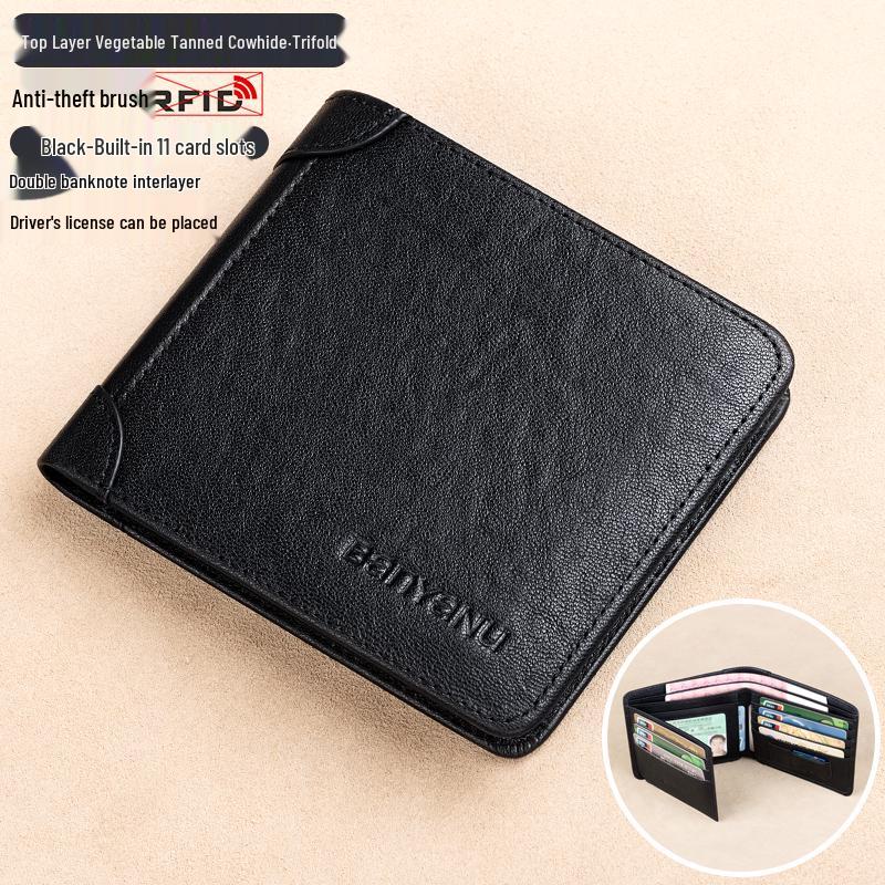 Herren 2025 Neuer Stil Rindsleder Geldbörse mit Geldklammer und Führerscheinfach